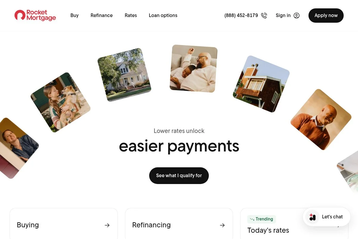 Screenshot of Rocket Mortgage homepage