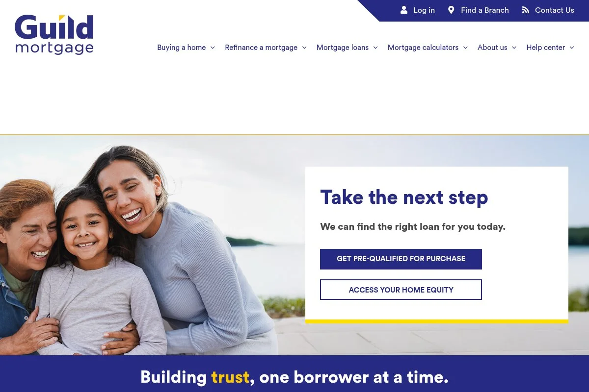 Screenshot of Guild Mortgage homepage