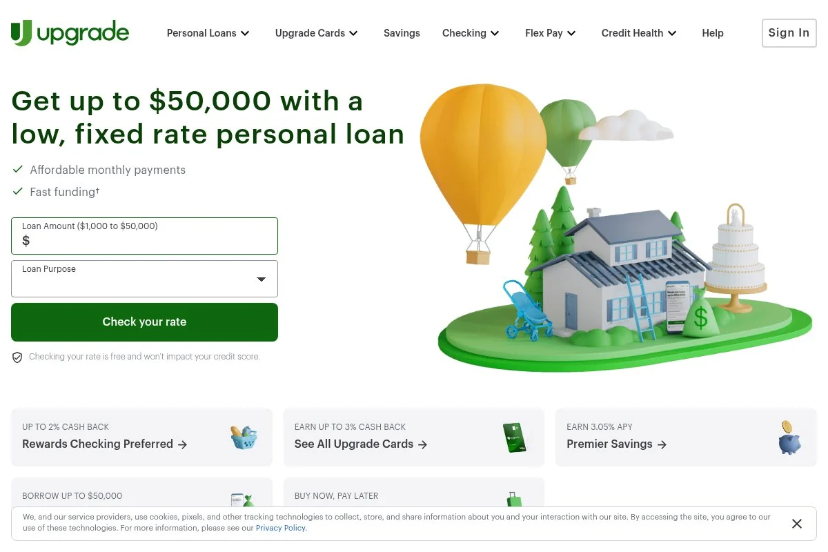 Screenshot of Upgrade homepage