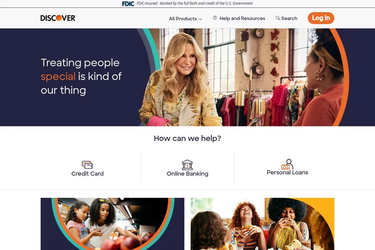 Screenshot of Discover Personal Loans homepage