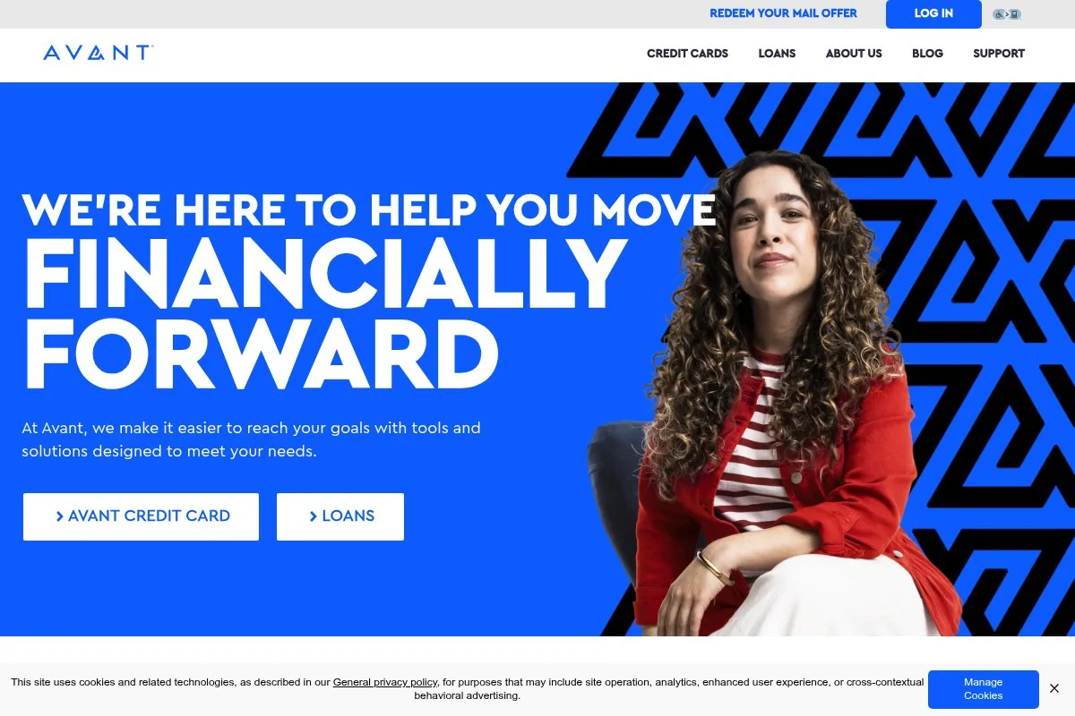 Screenshot of Avant homepage