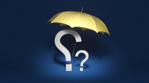 a yellow umbrella with a question mark underneath it; freelance business insurance 2026