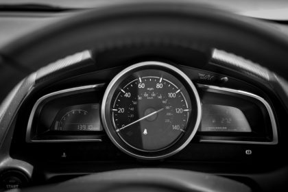 black and white car speedometer; IRS mileage rate self-employed
