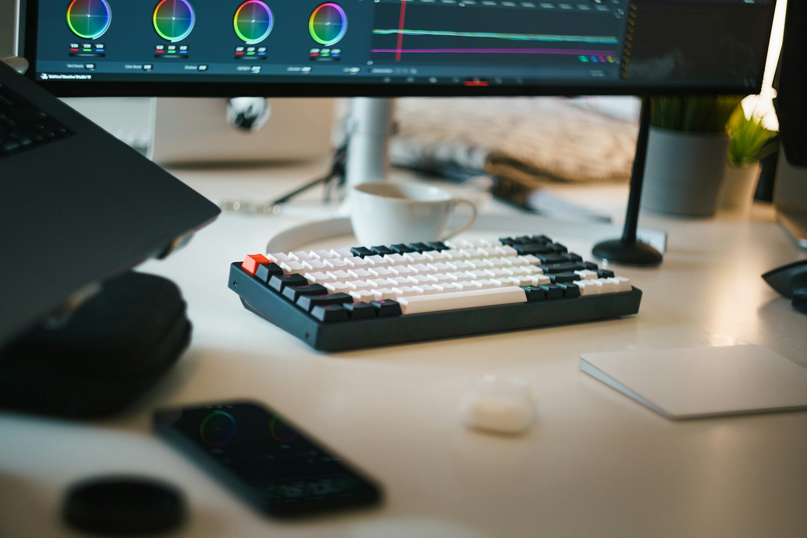 A computer monitor sitting on top of a desk; Supercool Advanced Movie Maker