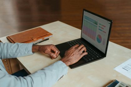 a person using a laptop; ask for a testimonial