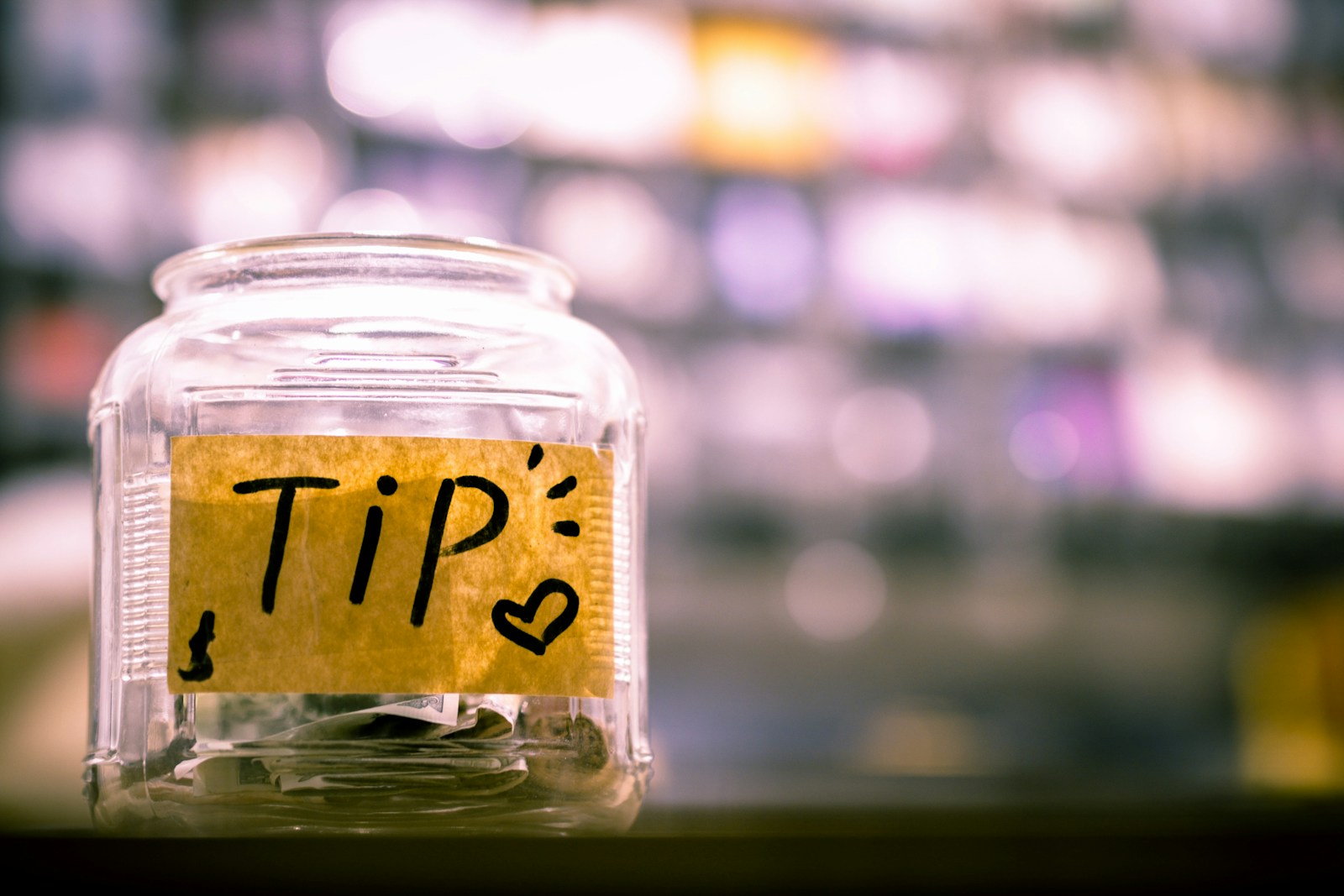 clear glass jar; No Tax on Tips