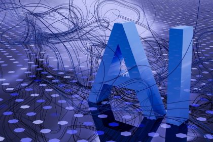 3D rendered ai text on dark digital background; AI agents for solopreneurs