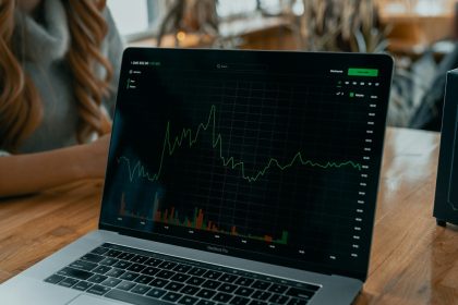 laptop showing stock chart on desk; Q2 GDP growth